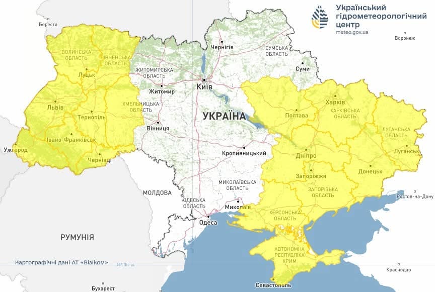 Метеорологические явления в Украине 19 декабря 2025 года