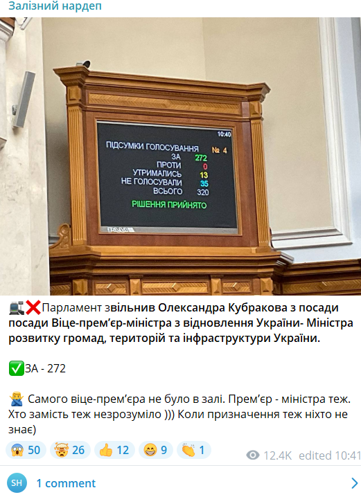 чому звільнили Кубракова