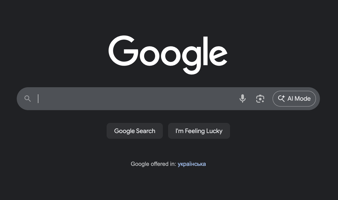 Кнопка AI Mode в поиске Google