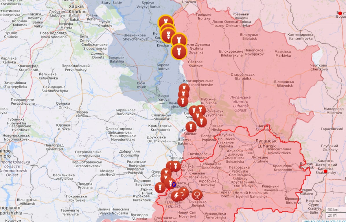 Карта бойових дій від Liveuamap
