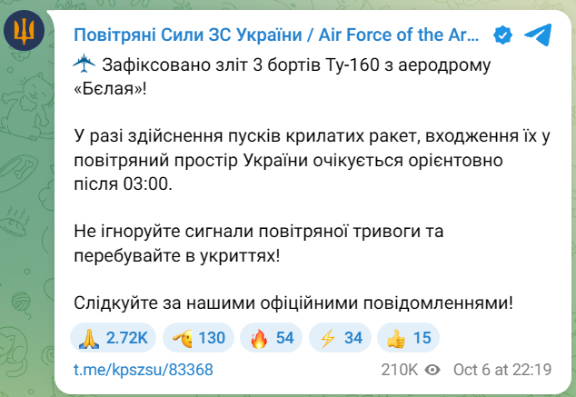 Ту-160 можуть атакувати Україну