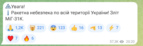 Скриншот допису Повітряних сил