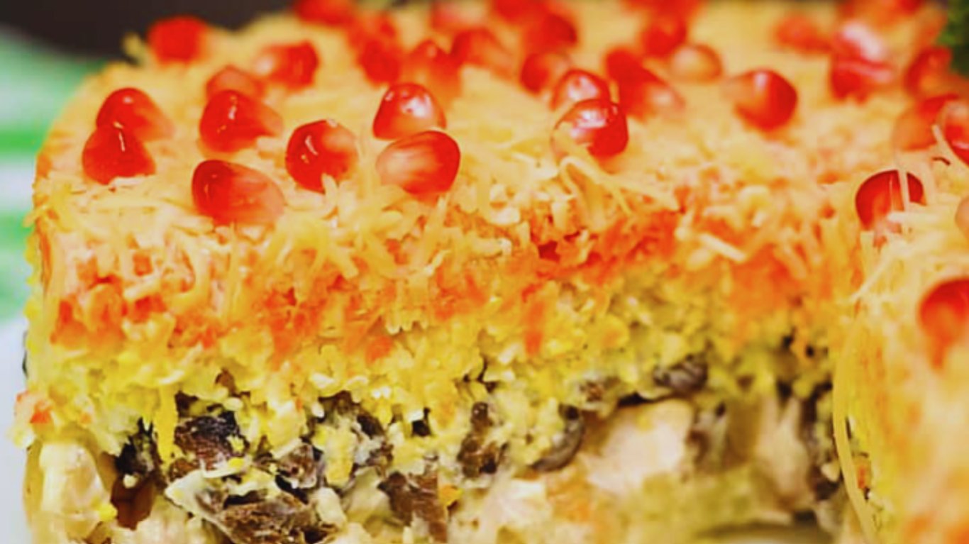 рецепт салату з куркою та грибами