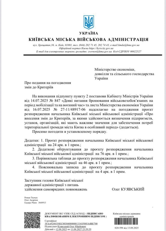 У КМДА прокоментували гальмування статусу критичних підприємств