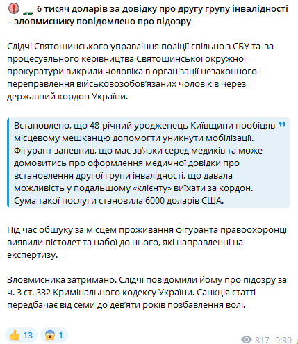 Допис поліції Києва. Фото: скриншот