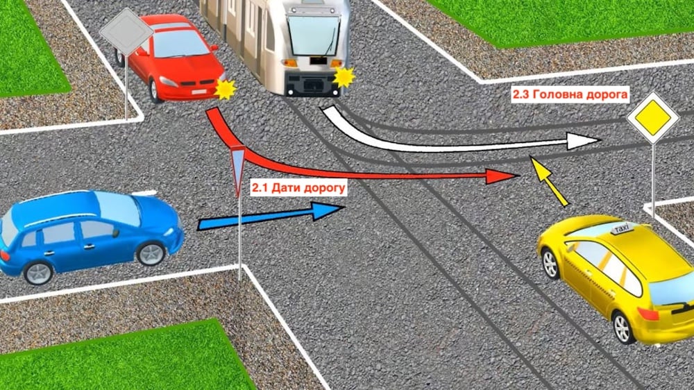 Тест з ПДР: кого пропускає водій таксі на перехресті?