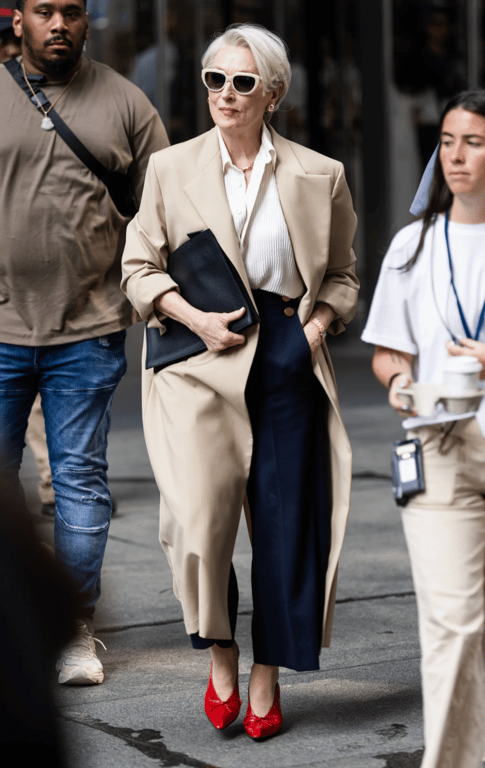 Miranda Priestley's heroine showed off a trendy look