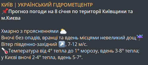 погода в Киеве 8 января