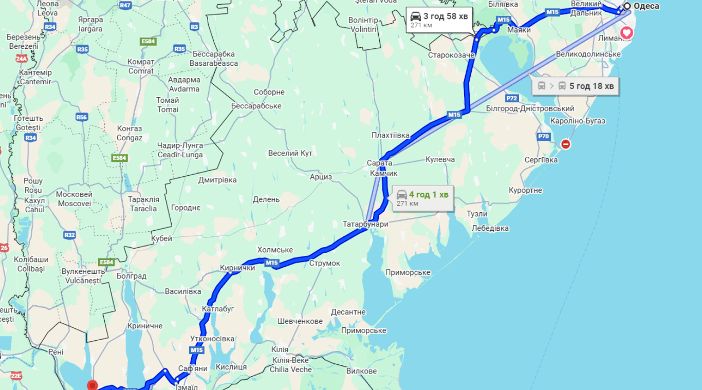 Затори на трасі Одеса-Рені