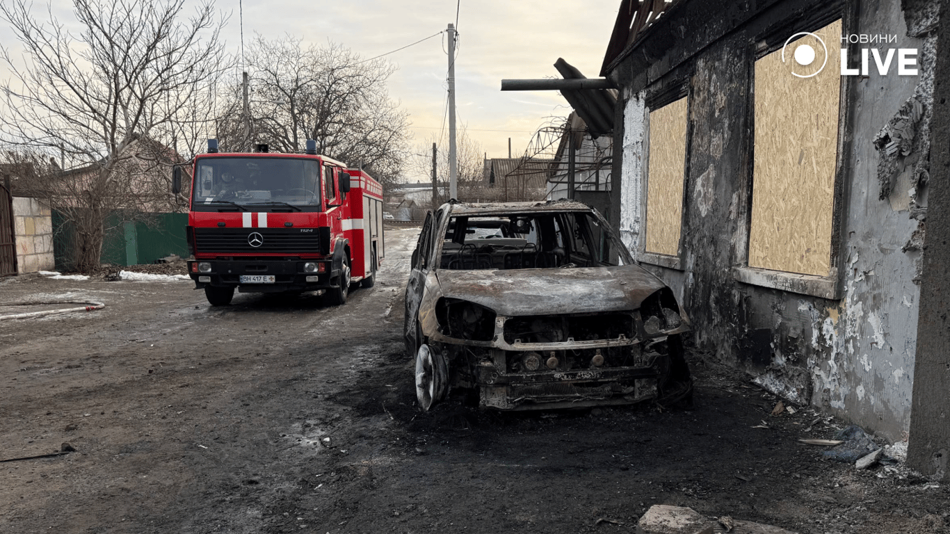 Пожежна машина на місці вибуху