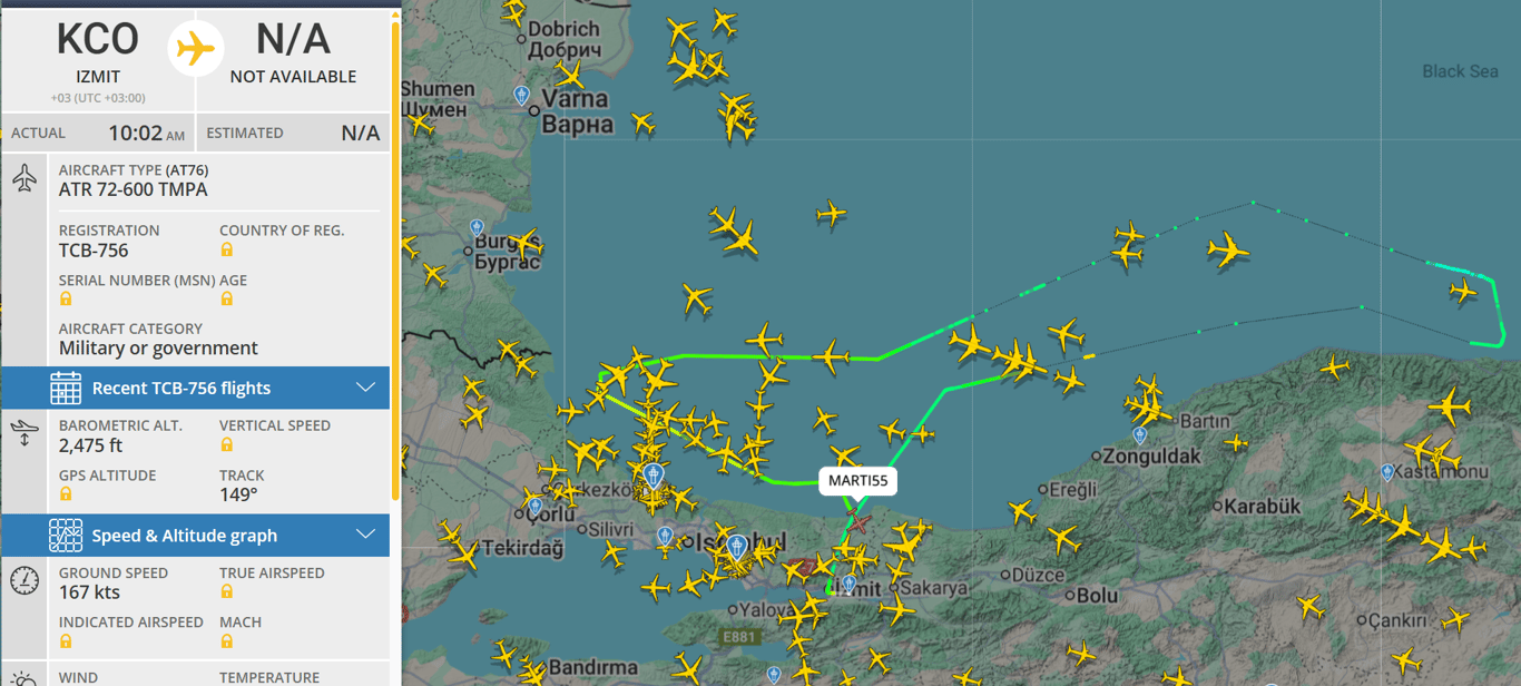 Над Чорним морем знову зафіксували військовий борт Туреччини - фото 1