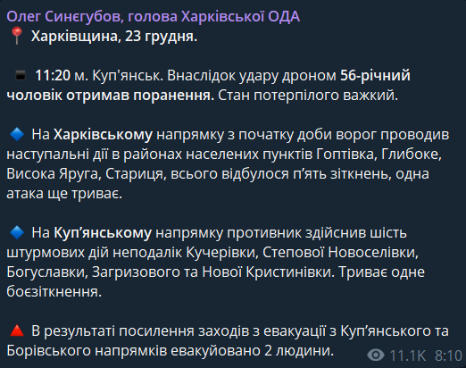 Ситуація на Харківщині 23 грудня