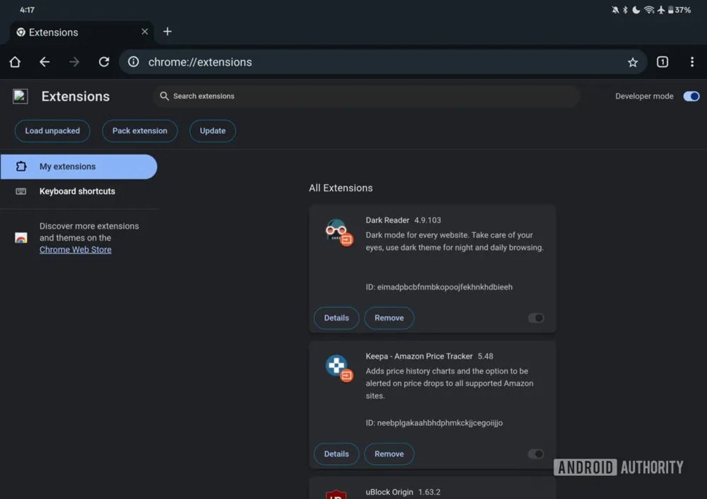 Расширения в Chrome для Android