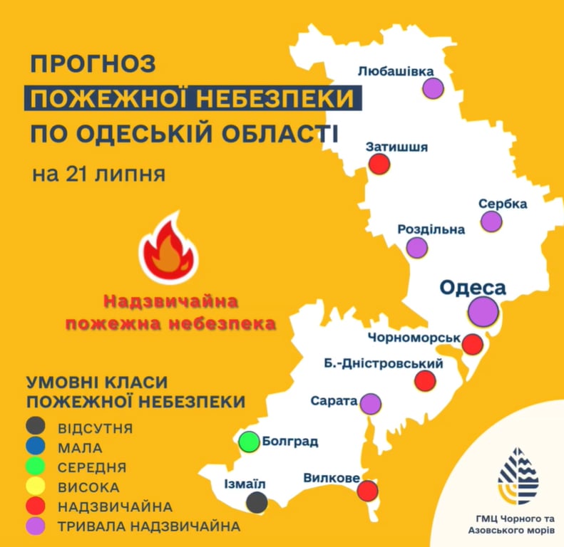 Прогноз пожежної небезпеки 21 липня Одещинв