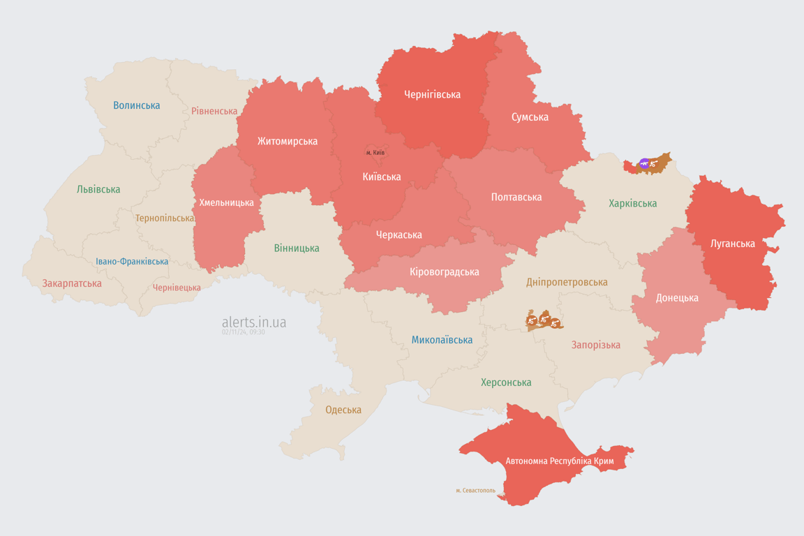 Карта повітряних тривог України