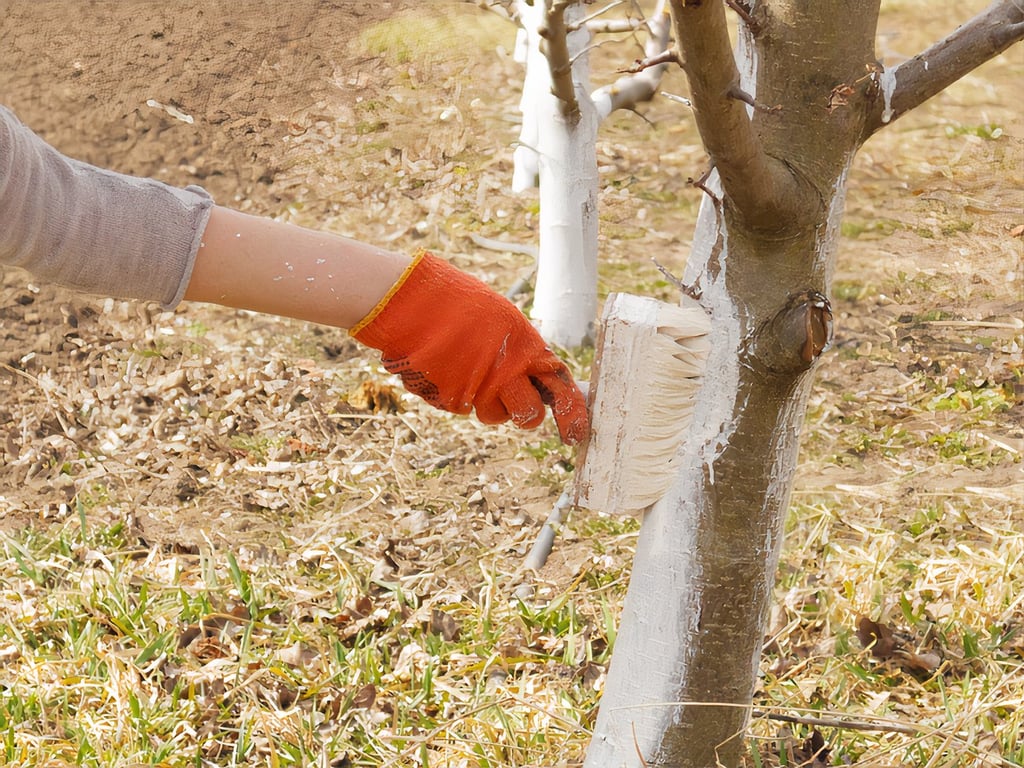 Побілка плодових дерев перед холодами