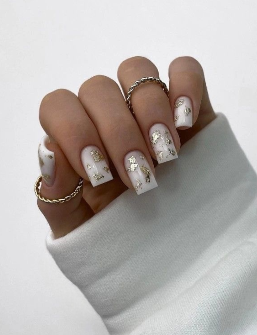 Gold foils nail design ideas