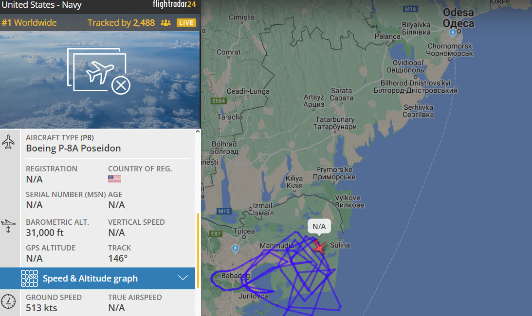 самолет НАТО патрулирует недалеко от границ Одесщины 4 июня