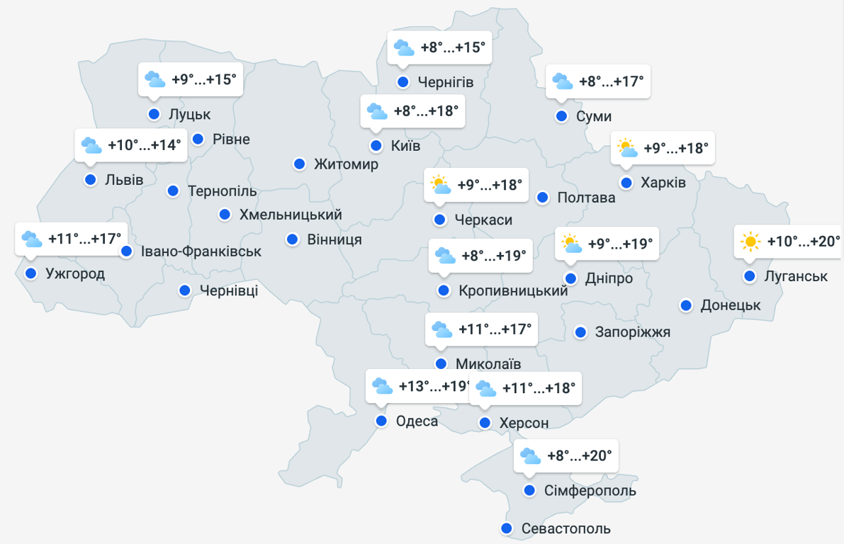 Прогноз погоди в Україні на 25 вересня