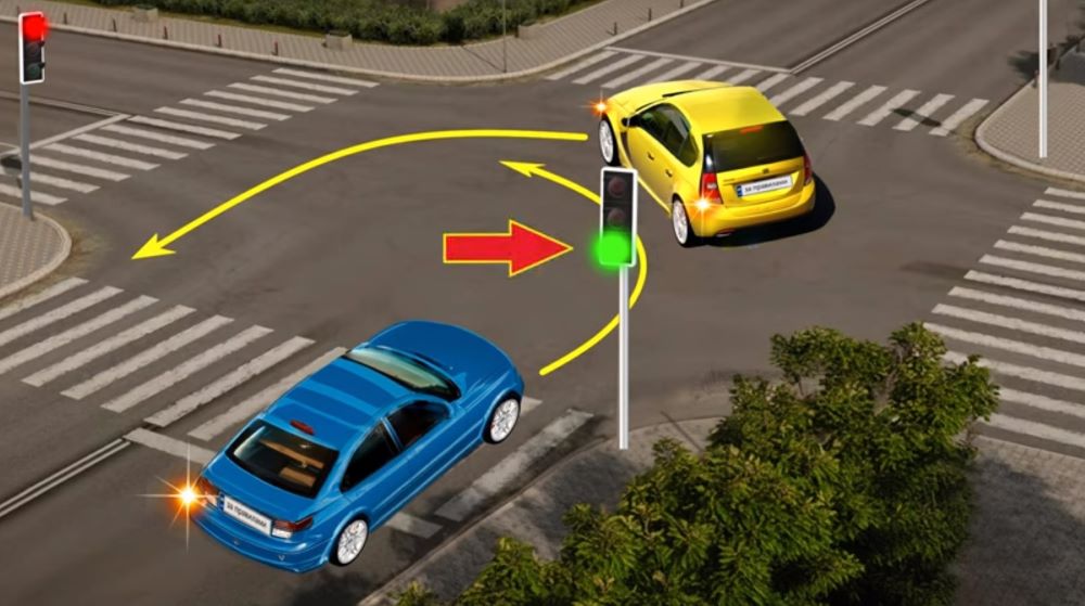 Сложные развороты на перекрестке - кто из водителей имеет преимущество - фото 1