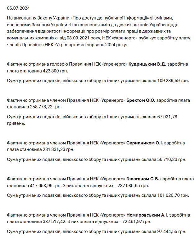 зарплати Укренерго