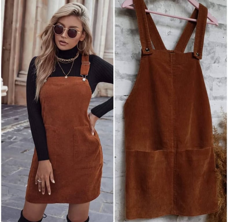 Вельветовый сарафан на зиму – более молодежный вариант.