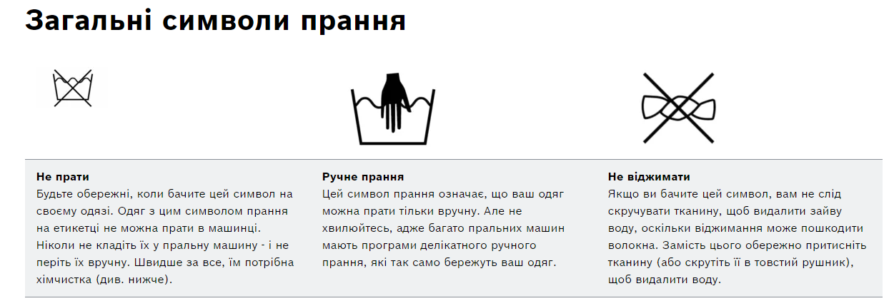 знаки стирки