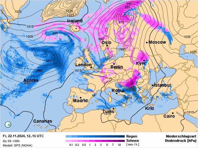 Где будут осадки 22 ноября