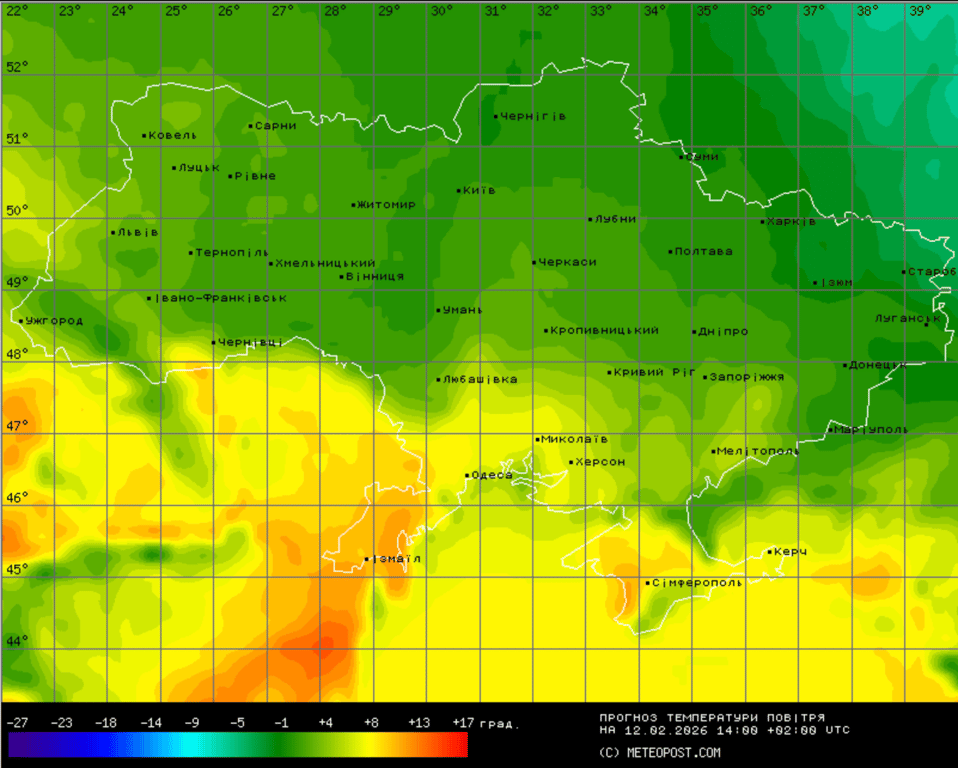 Прогноз погоди в Україні на 12 лютого