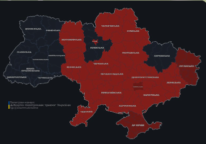 Карта тривог на 25 вересня