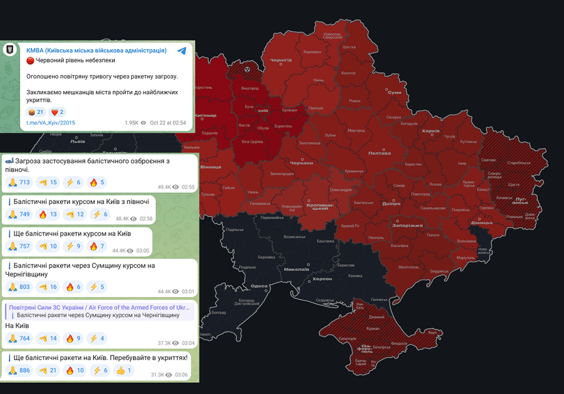 Київ під ударом балістики 22 жовтня