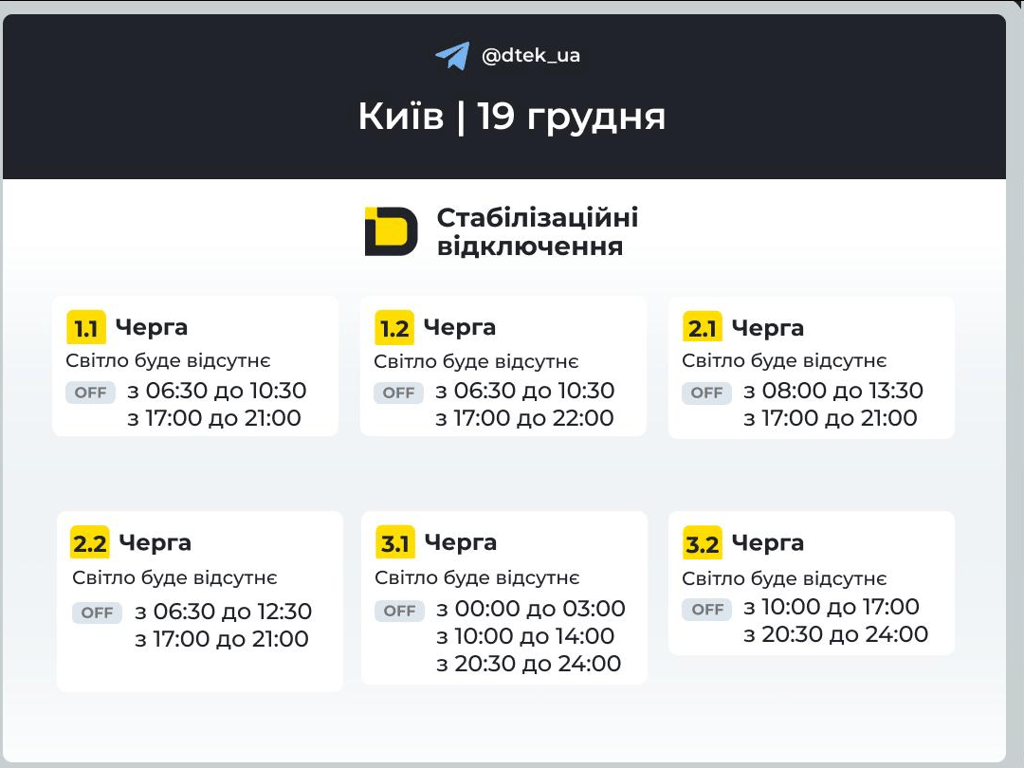 Обновленные графики отключений в Киеве — где не будет света - фото 1