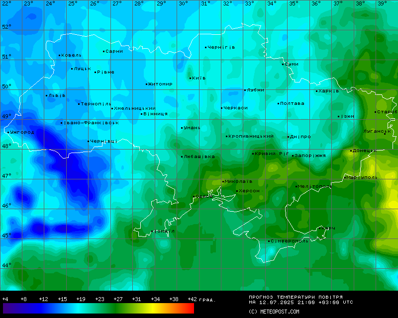 Температури в Україні 12 липня 2025 року