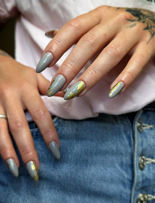 Gold foils nail design ideas