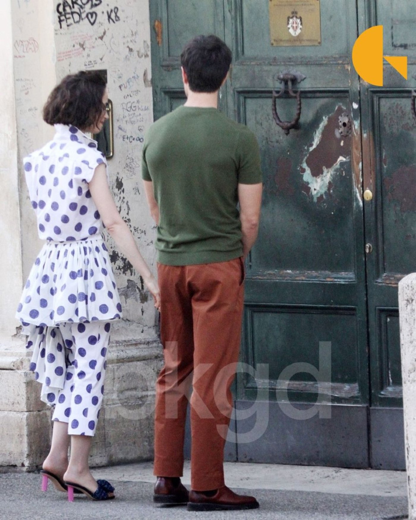 Lily Collins and Eugenio Franceschini on set in Rome - photo