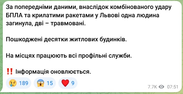 Удар по Львову 21 серпня - наслідки