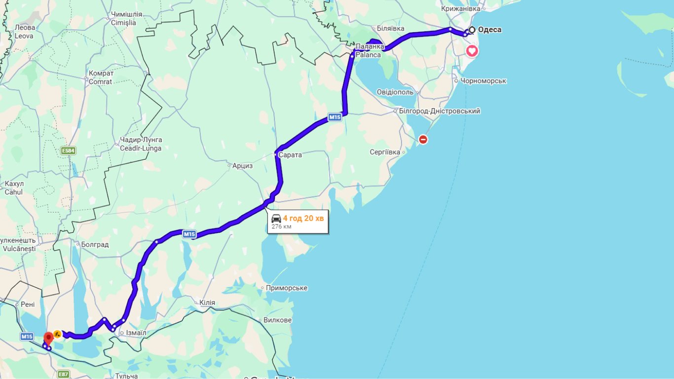Затори на трасі Одеса-Рені