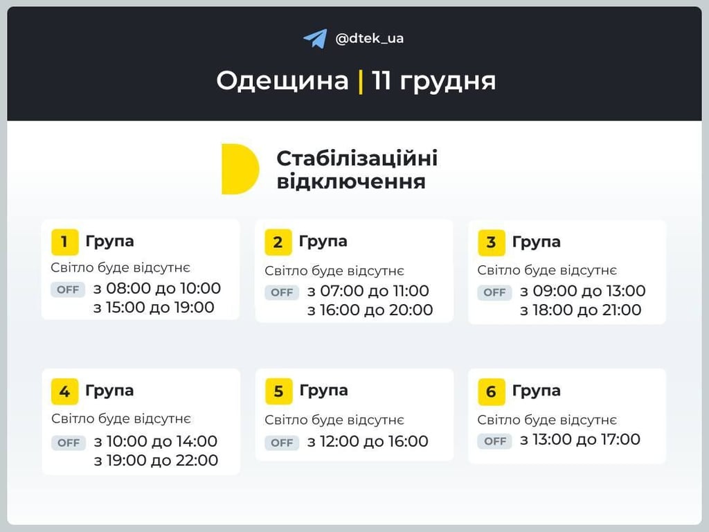 Відключатимуть усі групи — графіки світла на завтра в Одесі - фото 1