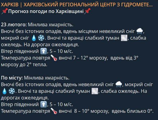 Синоптики дали прогноз погоди у Харкові та Харківській області на понеділок, 22 лютого