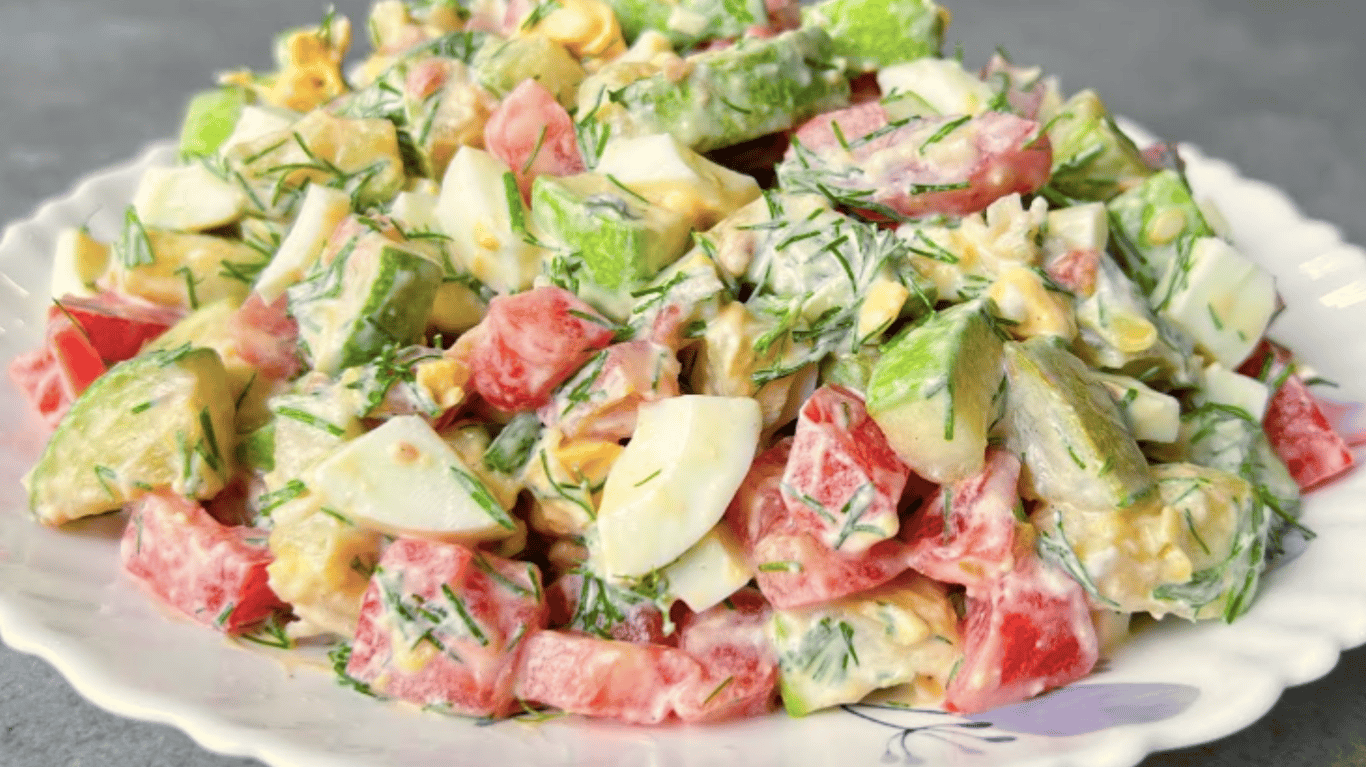 рецепт салату із кабачків з яйцем і сметанною заправкою