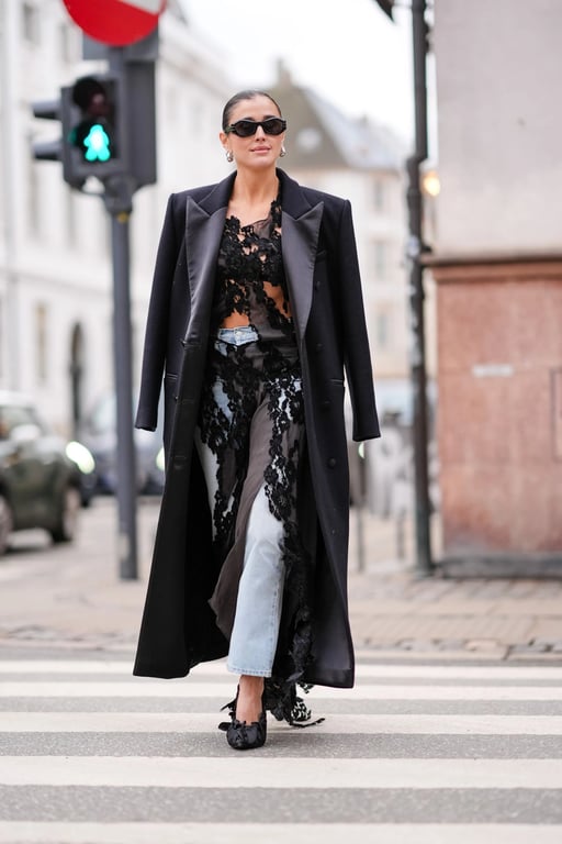 Sheer boho blouse and slim jeans