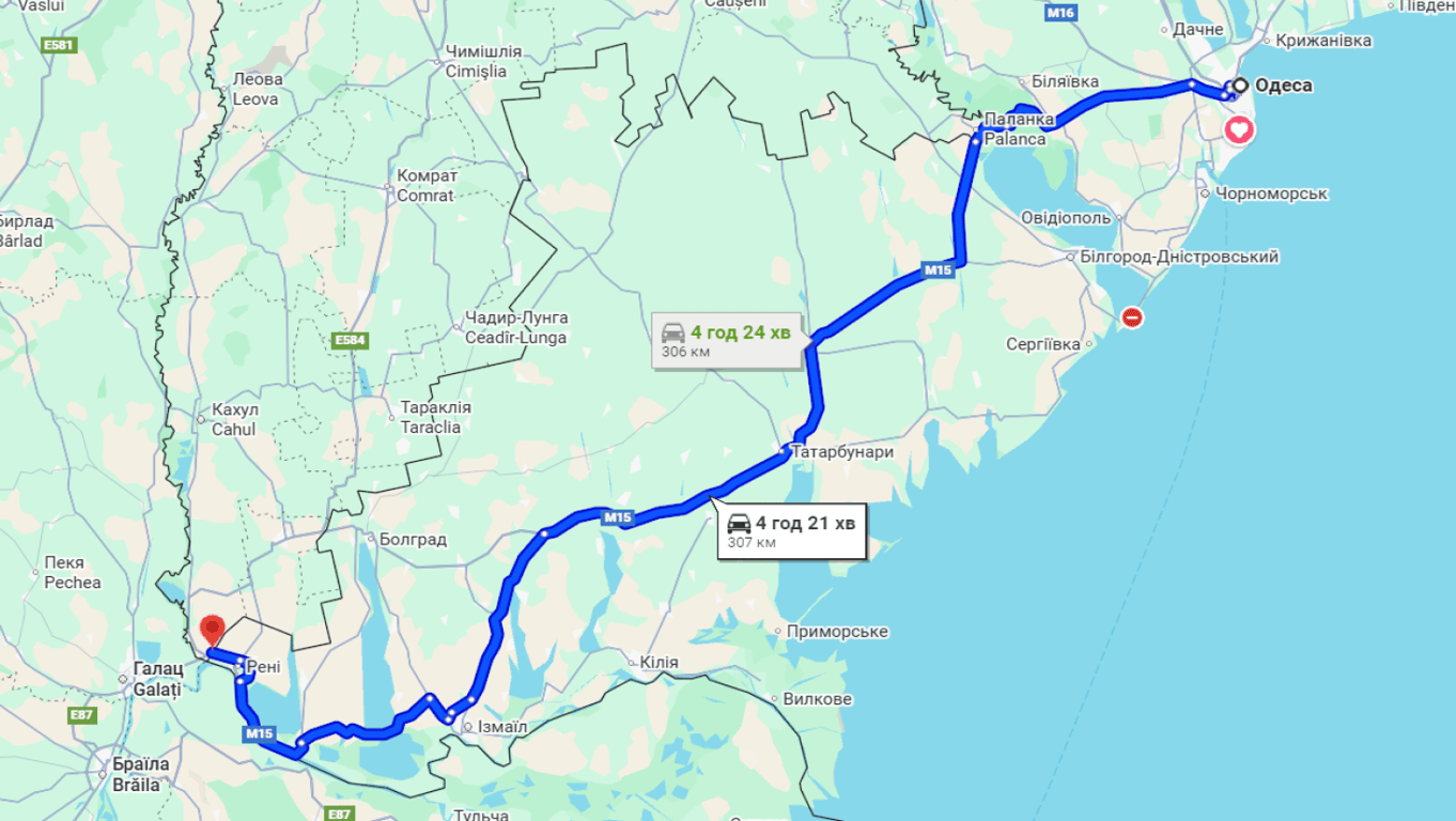 Затори на трасі Одеса-Рені до КПП Рені