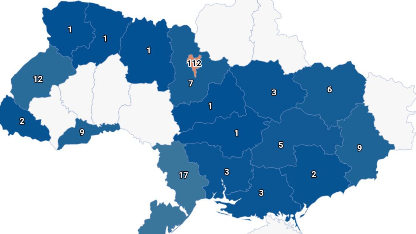Карта з областями та кількістю підсанкційних компаній