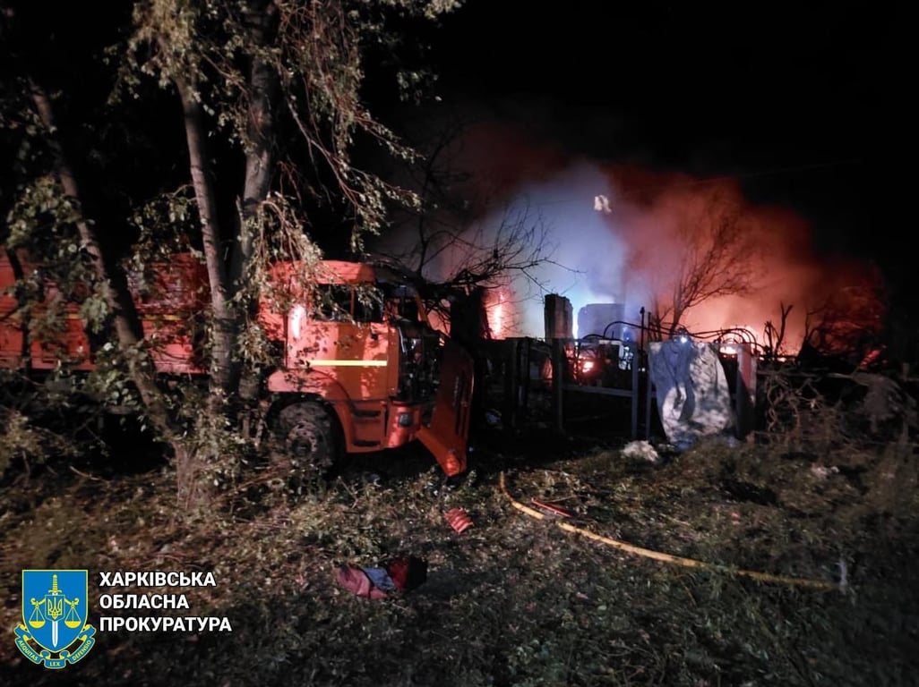 Пожежа на місці удару ФАБ-250 у Харківській області, село Підлиман