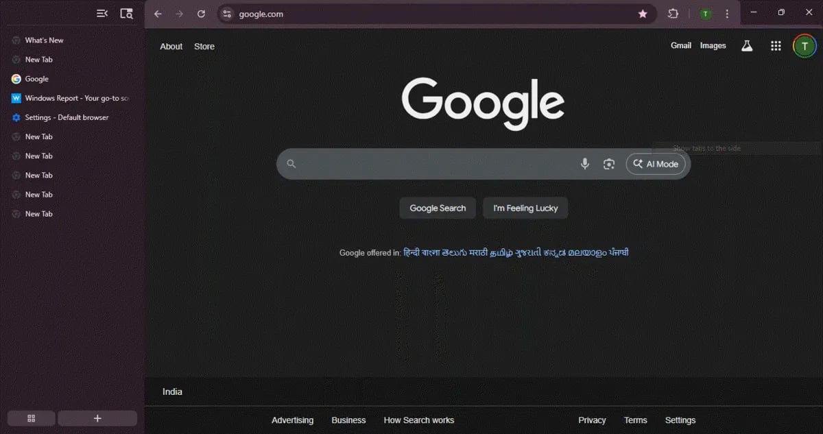 Vertical tabs in Google Chrome