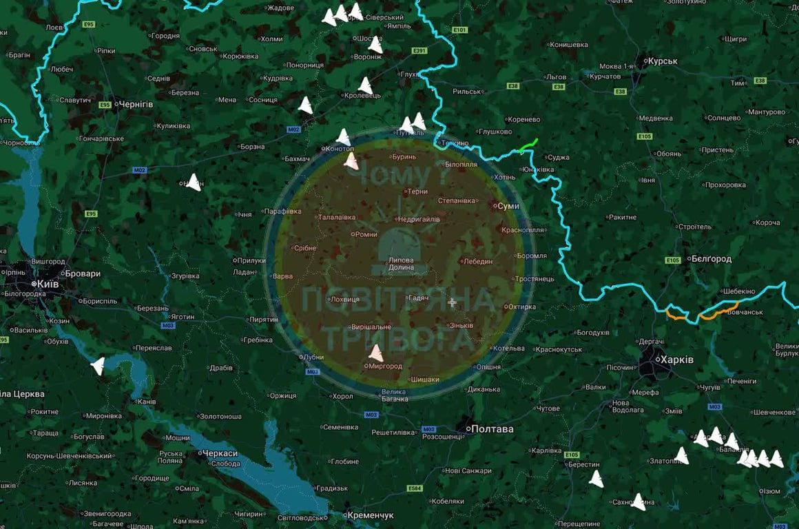Рух російських дронів в Україні 29 серпня