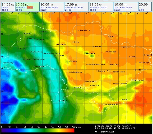 Температура повітря 15 вересня