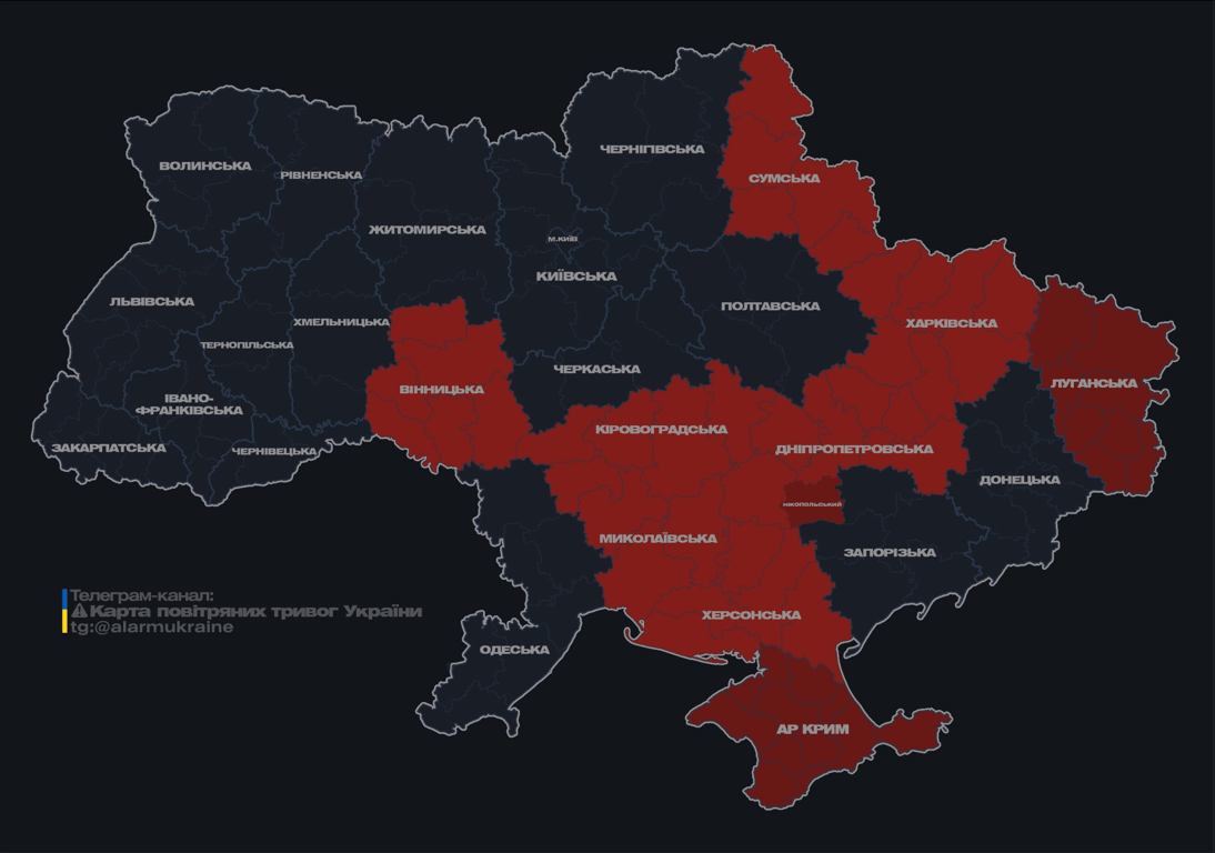 Повітряна тривога вночі 30 серпня через атаку "Шахедів"
