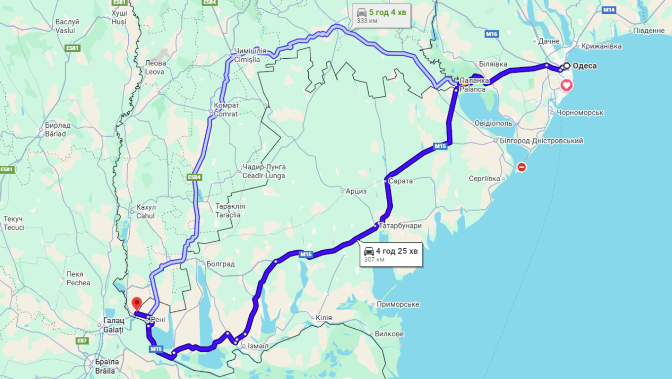 Затори на трасі Одеса-Рені