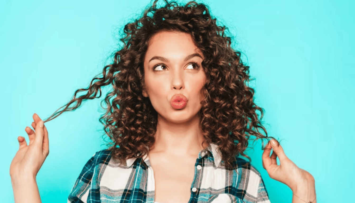 Молодая девушка с кучерявыми волосами